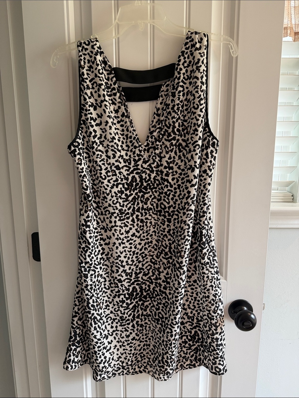 Sugarlips Black & White Leopard-Print V-Neck Mini Dress